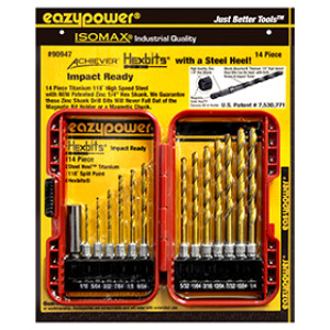 EAZYPOWER 90947 14PC 118 STEEL HEEL DRILL BIT SET PATENTED