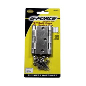 G-FORCE 42327 SQUARE CORNER SATIN NICKEL STEEL 3" BUTT HINGES 1 PAIR