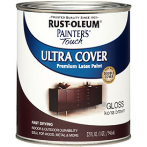 RUST-OLEUM PAINTER'S TOUCH 1977502 ULTRA COVER GLOSS KONA BROWN LATEX PAINT