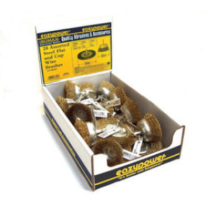 EAZYPOWER 87844 20PC 4" FLAT WIRE WHEEL & 3" CUP BRUSH 1/4" SHANK COUNTER DISP