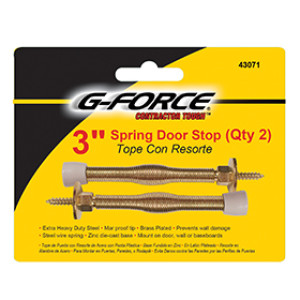 G-FORCE 43071 3" BRASS PLATED SPRING DOOR STOP CARDED