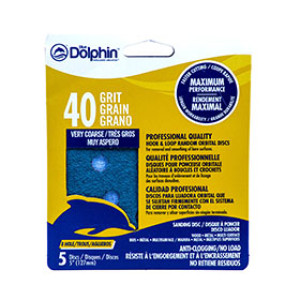 BLUE DOLPHIN SP NL585-0040 5" 8-HOLE HOOK & LOOP SANDING DISCS 40 GRIT 5-PACK