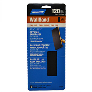 NORTON 02299 4-3/16" X 11" 120D WALLSAND DRYWALL SANDING SHEETS HANDY PACK 5PK