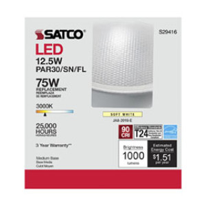 SATCO S29416 12.5W PAR30SN LED 40DEG BEAM ANGLE MEDIUM BASE 3000K 120V