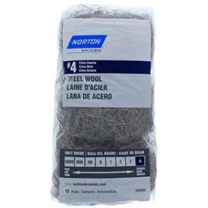 NORTON 68335 GRADE 4 EXTRA COARSE STEEL WOOL 12 PAD LOAF (#4)