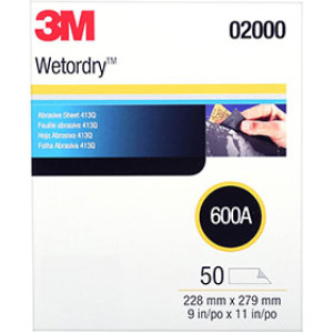 3M 02000 WET OR DRY 9" X 11" 600A TRI-M-ITE SANDPAPER SHEETS 50 PACK