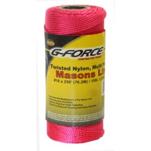 G-FORCE 27135 TWISTED NYLON MASON LINE - NEON PINK #18 X 250' TUBE