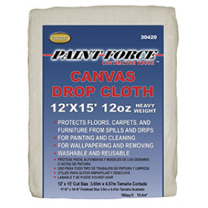 PAINT-FORCE 30420 12' X 15' 12 OZ CANVAS DROP CLOTH