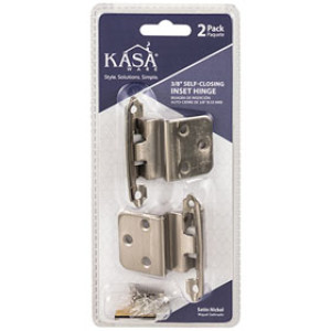 KASAWARE KFHI-A-SN2 SELF CLOSING INSET HINGE 3/8" SATIN NICKEL 2-PACK
