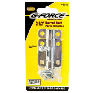 G-FORCE 43012 2 1/2" BARREL BOLT ZINC PLATED STEEL