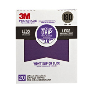 3M SHCP180-PGP20T PRO GRADE 9"X 11" 180 GRIT NO-SLIP GRIP SANDPAPER 20 SHTS/PK