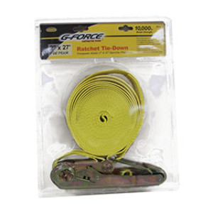 G-FORCE 28212 27' X 2" RATCHET TIE-DOWN FLAT HOOK