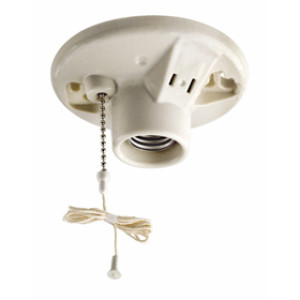 LEVITON B01-09716-00C PORCELAIN PULL CHAIN LAMPHOLDER WITH SIDE OUTLET