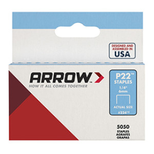ARROW FASTENER P22 224 1/4" HEAVY DUTY STEEL PLIER STAPLES - 5000 PACK