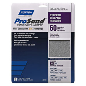NORTON PROSAND 02622 9" X 11" P60 PREMIUM SANDING SHEETS COARSE 3-PACK H/P