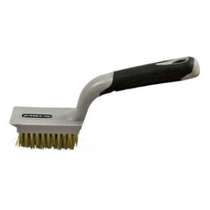 G-FORCE 44422 5" X 11" WIDE BRASS WIRE BRUSH SOFT GRIP TPR HANDLE WITH SCRAPER