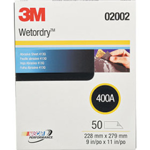 3M 02002 WET OR DRY 9" X 11" 400A TRI-M-ITE SANDPAPER SHEETS 50 PACK