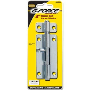 G-FORCE 43014 4" BARREL BOLT ZINC PLATED STEEL