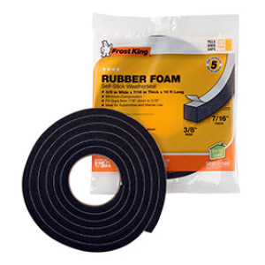 FROST KING R738A 12230 3/8" X 7/16" X 10' SPONGE RUBBER FOAM WEATHERSEAL TAPE