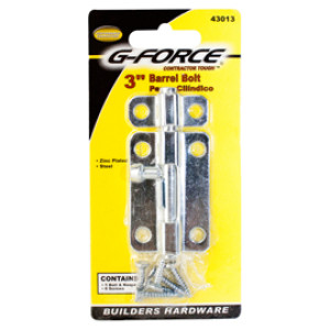 G-FORCE 43013 3" BARREL BOLT ZINC PLATED STEEL