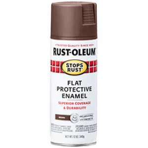 RUST-OLEUM STOPS RUST 214085 12 OZ PROTECTIVE ENAMEL FLAT BROWN SPRAY PAINT