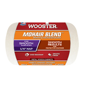 WOOSTER MOHAIR BLEND R207-4 4" X 1/4" WHITE WOVEN PAINT ROLLER COVER