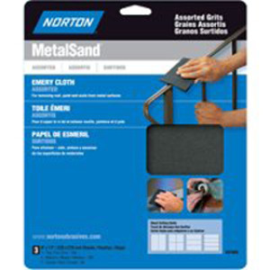 NORTON 47820 9" X 11" METALSAND MEDIUM GRIT EMERY CLOTH 3PK