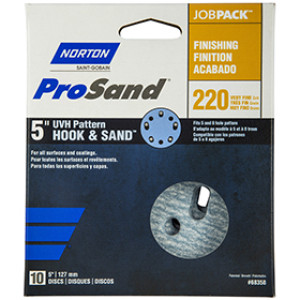 NORTON PROSAND 68358 5" P220B UVH HOOK & LOOP JOB PACK SANDING DISCS 10-PACK