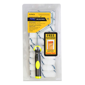 WHIZZ ALLPRO 5025009F 4" X 3/8" MICROFIBER ROLLER 10-PACK WITH FREE FRAME