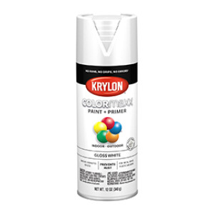 KRYLON K05545007 COLORMAXX PAINT + PRIMER GLOSS WHITE 12 OZ INDOOR - OUTDOOR