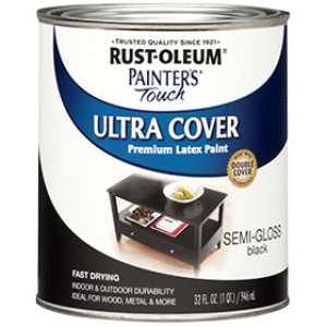 RUST-OLEUM PAINTER'S TOUCH 1974502 ULTRA COVER SEMI-GLOSS BLACK LATEX PAINT