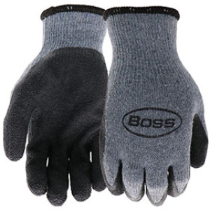 BOSS B32041-L LARGE GRIP GRAY/BLACK LATEX PALM STRING KNIT WRIST GLOVE