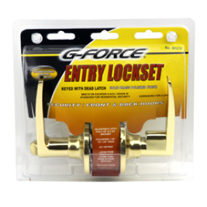 G-FORCE 80059 ENTRY LEVER LOCKSET POLISHED BRASS SC1 KEYWAY KEYED DIFFERENT