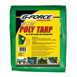 G-FORCE 94060 40' X 60' GREEN AND SILVER HEAVY DUTY POLY TARPAULIN