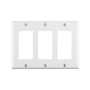LEVITON 005-80411-00W DECORA THREE GANG WALLPLATE WHITE