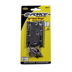 G-FORCE 42413 RADIUS CORNER CHROME FINISH 3" BUTT HINGE PAIR