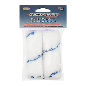 PAINT-FORCE 37716 4" X 3/8" NAP MICROFIBER MINI ROLLER REFILLS 2 PACK