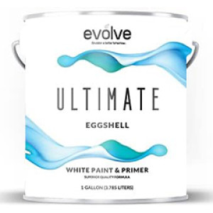 EVOLVE PAINTS UL7357-7 5G ULTIMATE LATEX WHITE EGGSHELL PAINT