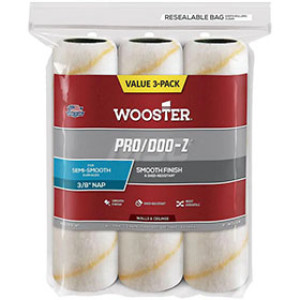 WOOSTER PRO/DOO-Z RR723 9" X 3/8" WHITE/GOLD STRIPES WOVEN ROLLER COVER 3-PACK