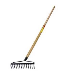 G-FORCE 52930 STEEL BOW RAKE 14 TINES WITH 47" WOOD HANDLE