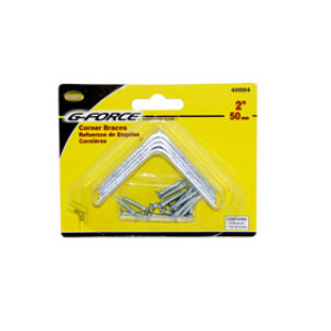 G-FORCE 40004 2" CORNER BRACE ZINC PLATED CARDED (4/CARD)