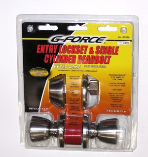 G-FORCE 80510 TULIP KNOB ENTRY & SINGLE DEADBOLT COMBO SET STAINLESS STEEL