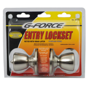 G-FORCE 80015 ENTRY TULIP KNOB LOCKSET STAINLESS KW1 KEYWAY KEYED DIFFERENT