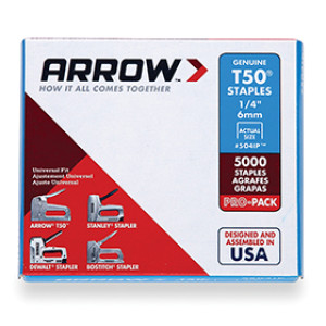 ARROW FASTENER 504IP T50 1/4" H/D STAPLES INDUSTRIAL PAK - 5000 PACK HT50