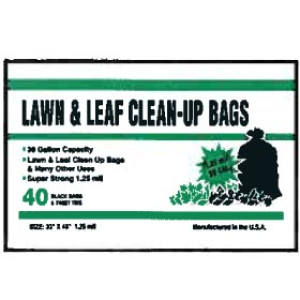 PACOA 39125 39 GALLON 1.25 MIL BLACK LAWN AND LEAF BAGS (40 COUNT)