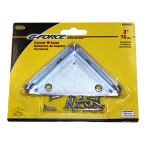 G-FORCE 40048 3" HEAVY DUTY 3-SIDED CORNER BRACE ZINC PLATED CARDED (2/CARD)