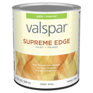 VALSPAR 32000.005 SUPREME EDGE SATIN WHITE INTERIOR PAINT & PRIMER