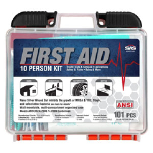 SAS 6010-10 ANSI 10 PERSON FIRST AID KIT PLASTIC ORGANIZED CASE (101 PIECES)