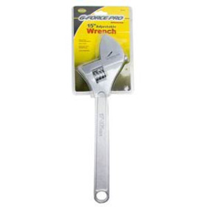 G-FORCE 24105 15" ADJUSTABLE WRENCH CHROME VANADIUM SATIN FINISH