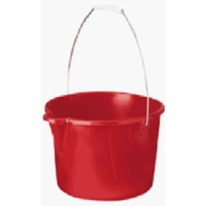 IPL 1124143 RED #12 10 QT PLASTIC REINFORCED PAIL W/ SPRING STEEL RIM